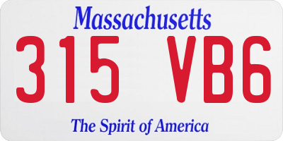 MA license plate 315VB6