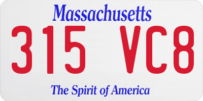 MA license plate 315VC8