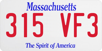 MA license plate 315VF3