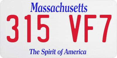 MA license plate 315VF7