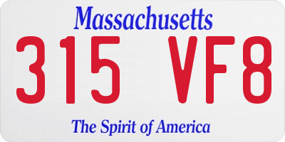 MA license plate 315VF8