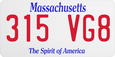 MA license plate 315VG8
