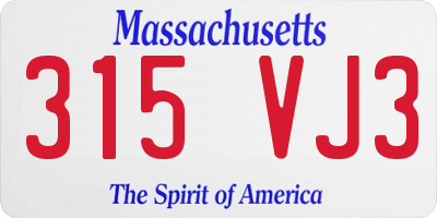 MA license plate 315VJ3