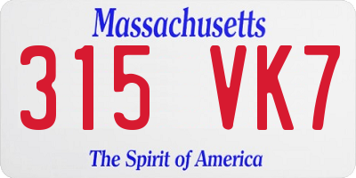 MA license plate 315VK7