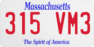 MA license plate 315VM3