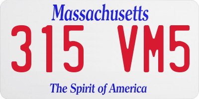 MA license plate 315VM5