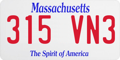 MA license plate 315VN3