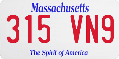 MA license plate 315VN9