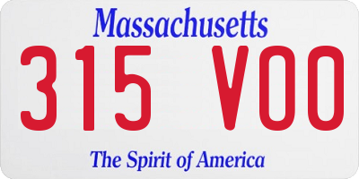 MA license plate 315VO0