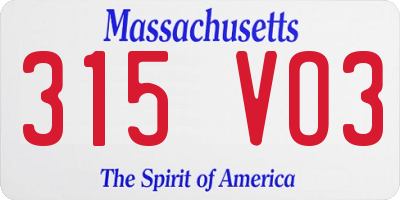 MA license plate 315VO3