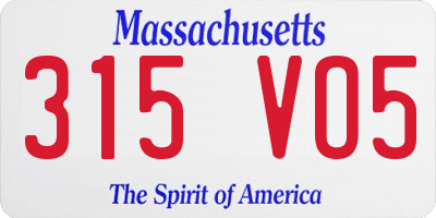 MA license plate 315VO5