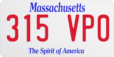 MA license plate 315VP0