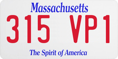 MA license plate 315VP1