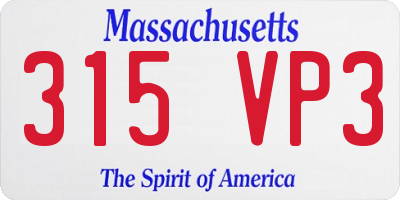 MA license plate 315VP3