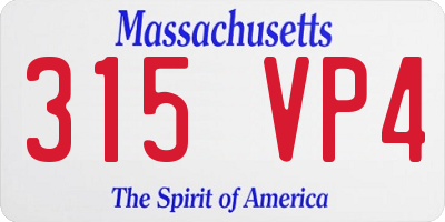 MA license plate 315VP4