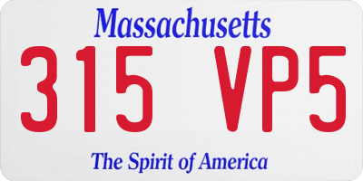 MA license plate 315VP5