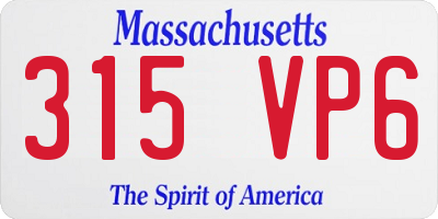 MA license plate 315VP6