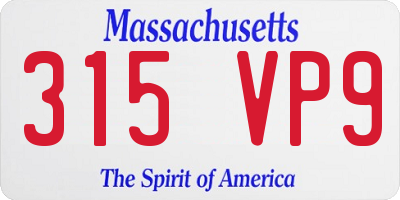 MA license plate 315VP9