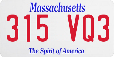 MA license plate 315VQ3