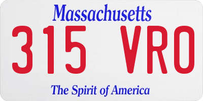 MA license plate 315VR0