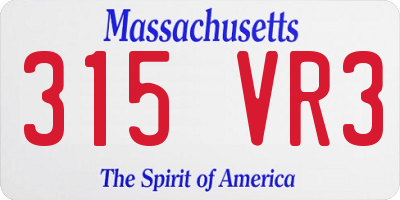 MA license plate 315VR3