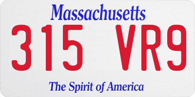 MA license plate 315VR9