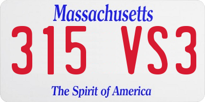 MA license plate 315VS3