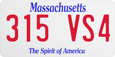 MA license plate 315VS4
