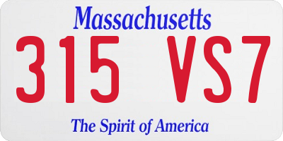 MA license plate 315VS7
