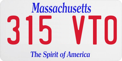 MA license plate 315VT0