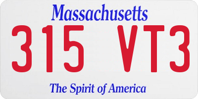 MA license plate 315VT3