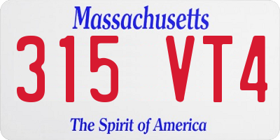 MA license plate 315VT4