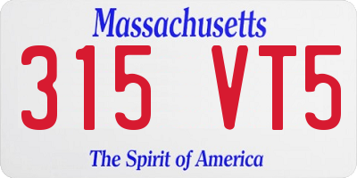 MA license plate 315VT5