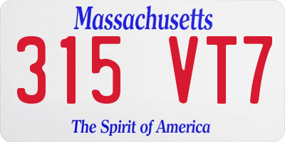 MA license plate 315VT7