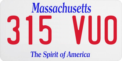 MA license plate 315VU0