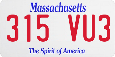 MA license plate 315VU3