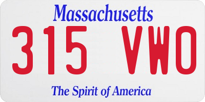 MA license plate 315VW0