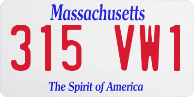 MA license plate 315VW1