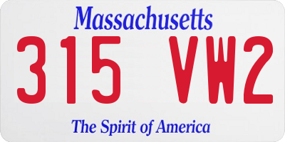 MA license plate 315VW2