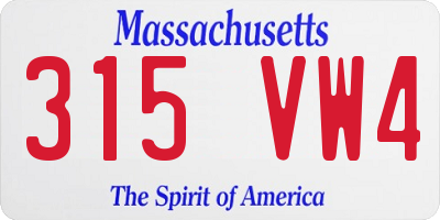 MA license plate 315VW4