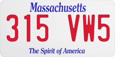 MA license plate 315VW5