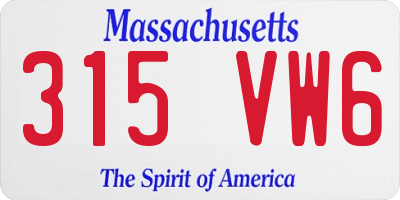 MA license plate 315VW6