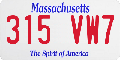 MA license plate 315VW7