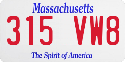 MA license plate 315VW8