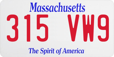 MA license plate 315VW9