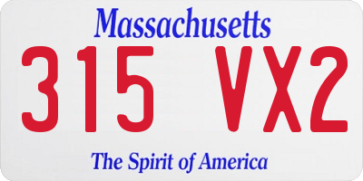 MA license plate 315VX2