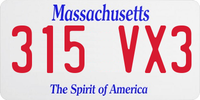 MA license plate 315VX3