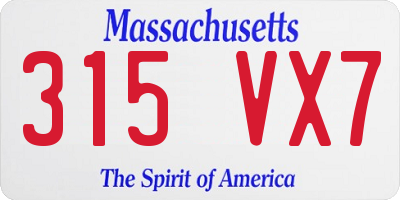 MA license plate 315VX7