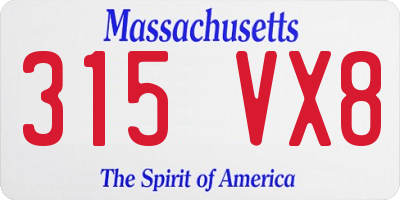MA license plate 315VX8