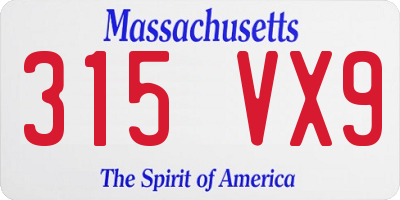 MA license plate 315VX9